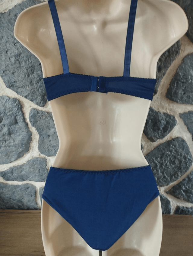Ensemble bonnet C sans rembourrage avec armatures bleu marine
