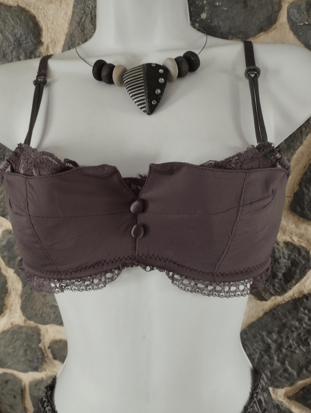 Ensemble bonnet B gris taupe sans rembourrage avec armatures