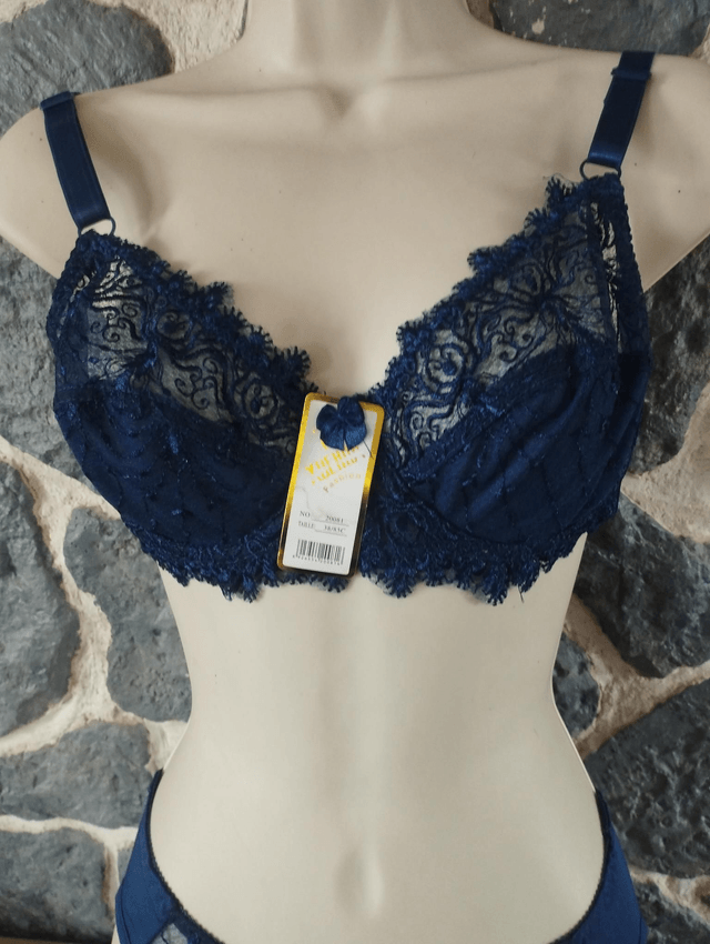 Ensemble bonnet C sans rembourrage avec armatures bleu marine