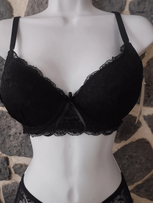Ensemble bonnet B noir avec rembourrage et armatures, push up