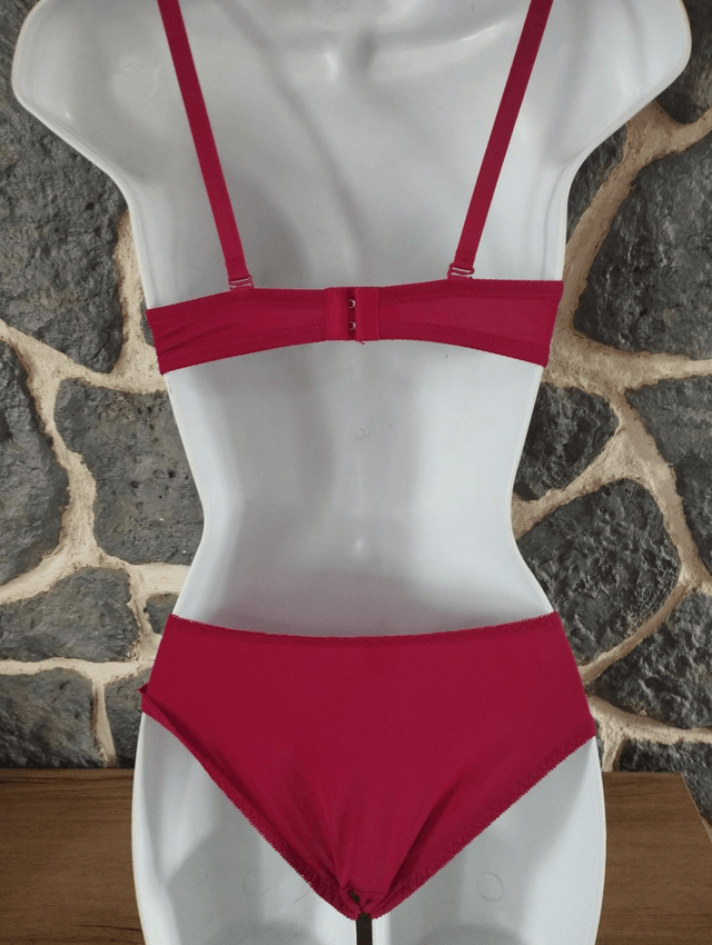 Ensemble bonnet B fushia et crème avec léger rembourrage et armatures
