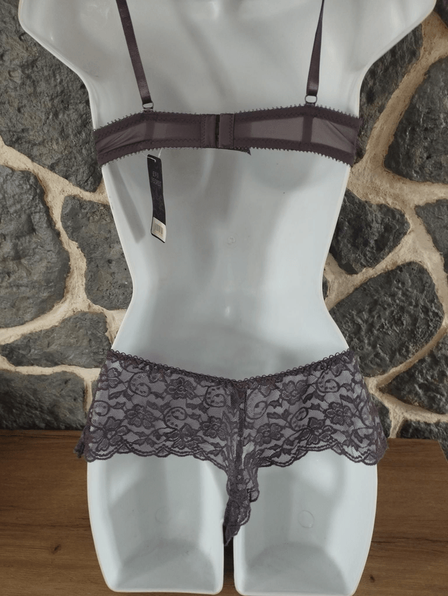 Ensemble bonnet B gris taupe sans rembourrage avec armatures