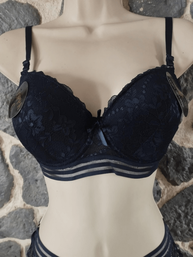 Ensemble Bonnet C bleu foncé avec rembourrage et armatures