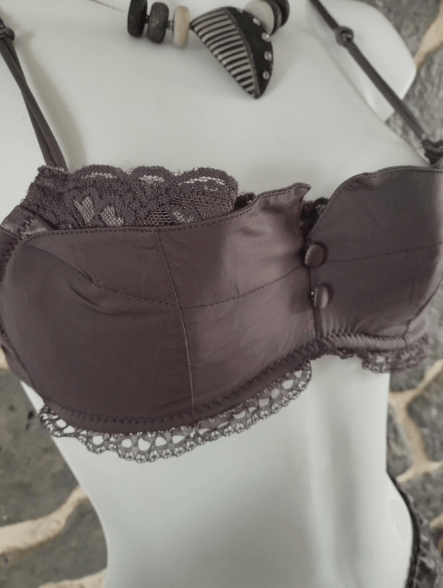 Ensemble bonnet B gris taupe sans rembourrage avec armatures