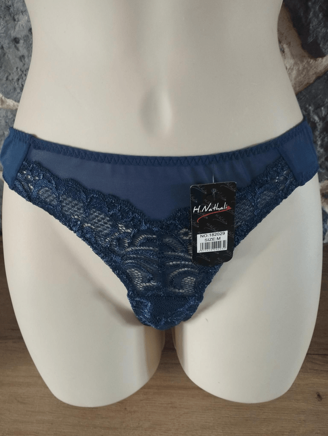 Ensemble triangle sans armatures ni rembourrage bleu marine dos papillon