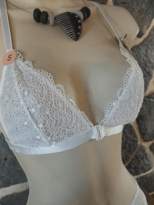 Ensemble triangle ouverture devant, blanc sans rembourrage haut S et basS/M