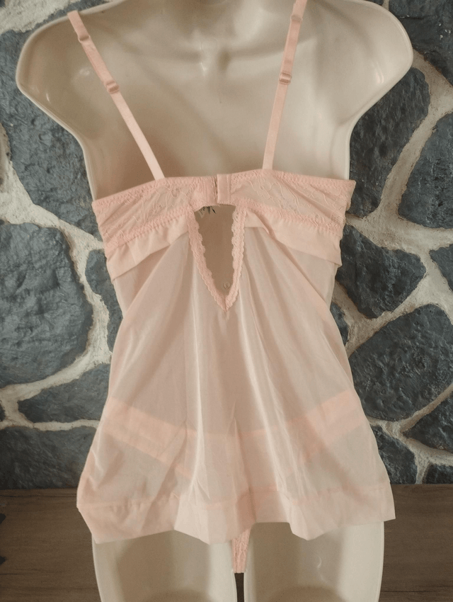 Ensemble caraco et string abricot