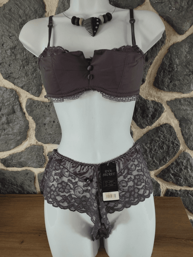 Ensemble bonnet B gris taupe sans rembourrage avec armatures