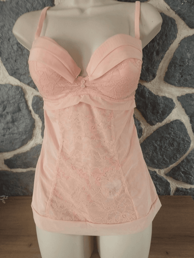 Ensemble caraco et string abricot